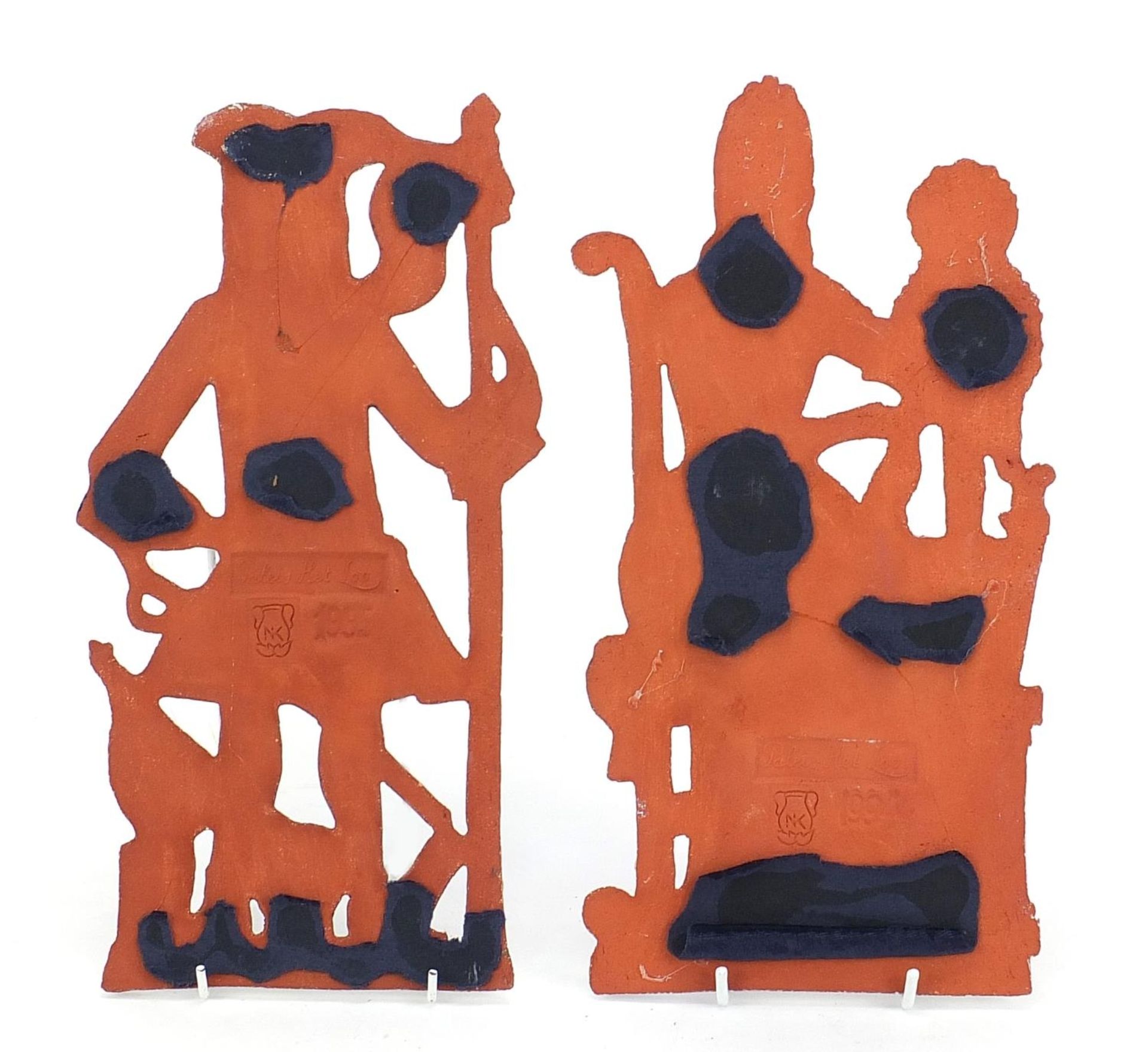 Paleis Het Loo, Two Dutch ceramic wall plaques of figures in traditional dress, the largest 36cm - Image 2 of 3