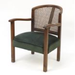 Mahogany framed bedroom chair with cane back, 68cm high : For Further Condition Reports Please Visit