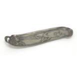 WMF, German Art Nouveau pewter floral tray numbered 168, 25.5cm in length : For Further Condition