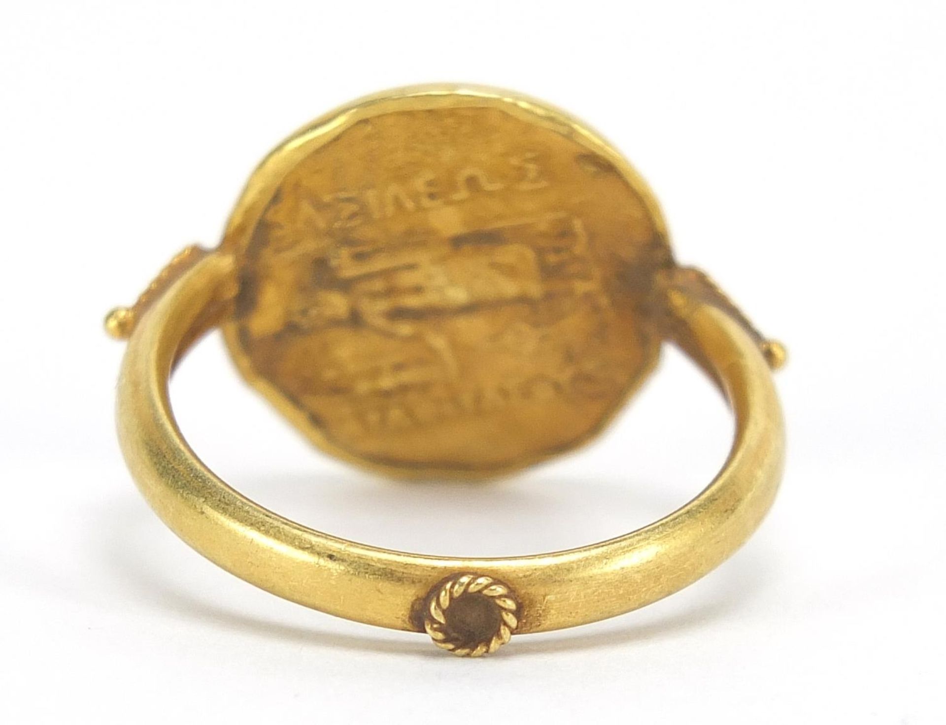 Antique gold Roman head coin ring, size P, 4.7g : For Further Condition Reports Please Visit Our - Image 3 of 5