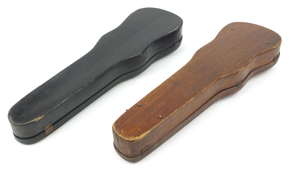 Two antique wooden violin cases, each 79cm wide : For Further Condition Reports Please Visit Our - Image 4 of 4