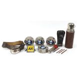 Vintage motoring items including Rolls Royce torch, thermos flask and BMW hub caps : For Further