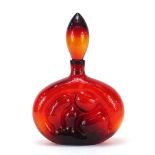 Blenko style studio glass decanter, 34.5cm high : For Further Condition Reports