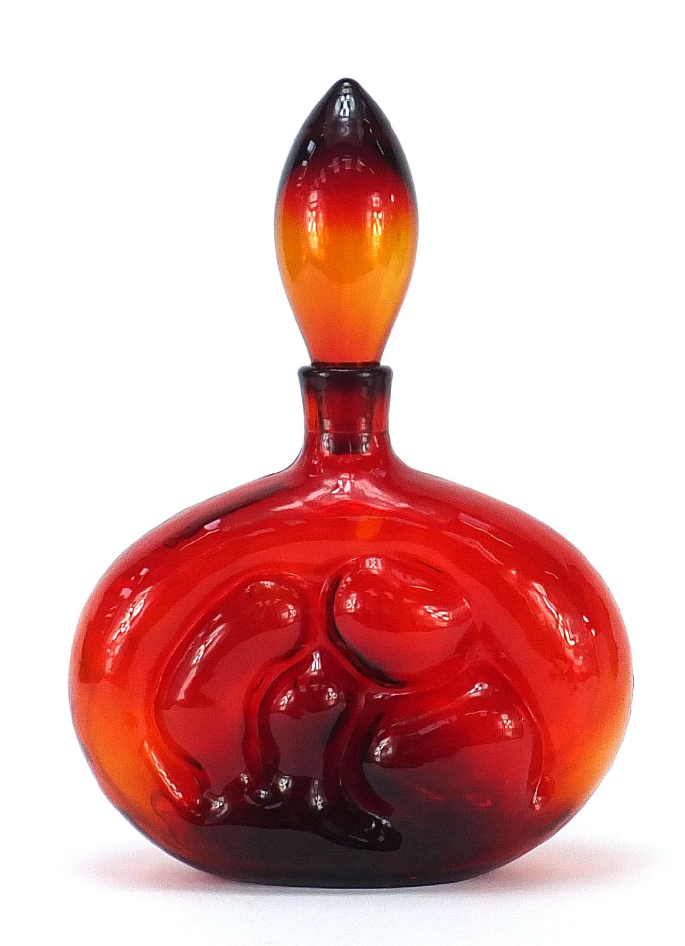 Blenko style studio glass decanter, 34.5cm high : For Further Condition Reports