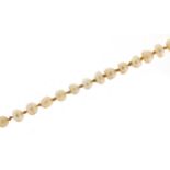 Antique graduated pearl necklace with 9ct gold clasp, housed in a tooled leather box, 42cm in length