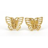 Pair of 9ct gold butterfly stud earrings, 1.1cm wide, 1.1g : For Further Condition Reports Please