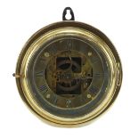 Seth Thomas, 19th century American ship design wall clock with Roman numerals and bevelled glass,