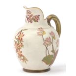 Royal Worcester blush ivory jug, decorated and gilded with flowers, numbered 1094, 14cm high : For
