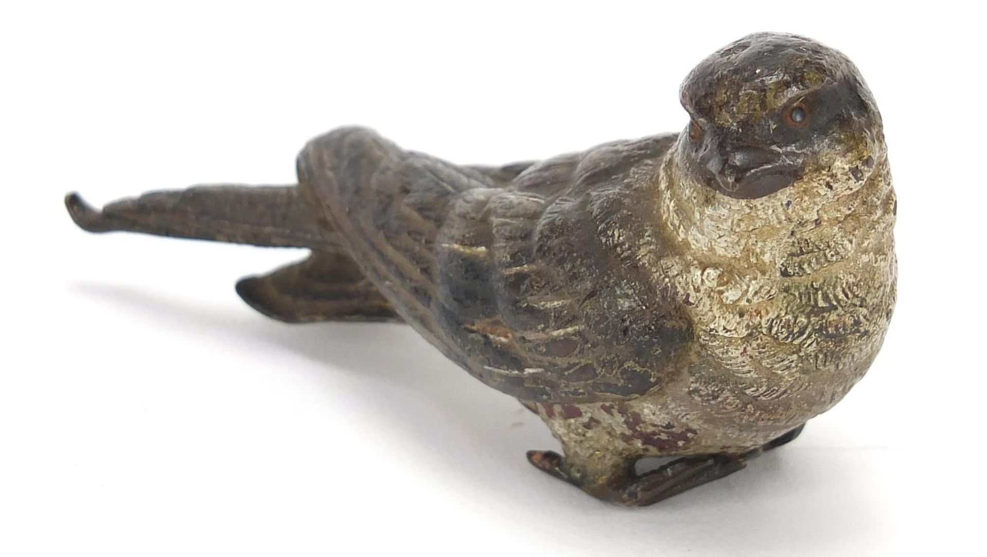 19th century Austrian cold painted house sparrow, impressed marks and numbers to the base, 9cm in - Bild 2 aus 8