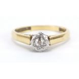 18ct gold and platinum diamond solitaire ring, the diamond approximately 3.5mm in diameter, size