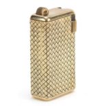 Continental silver gilt basket weave design pocket lighter, RTS impressed maker's mark to the base,