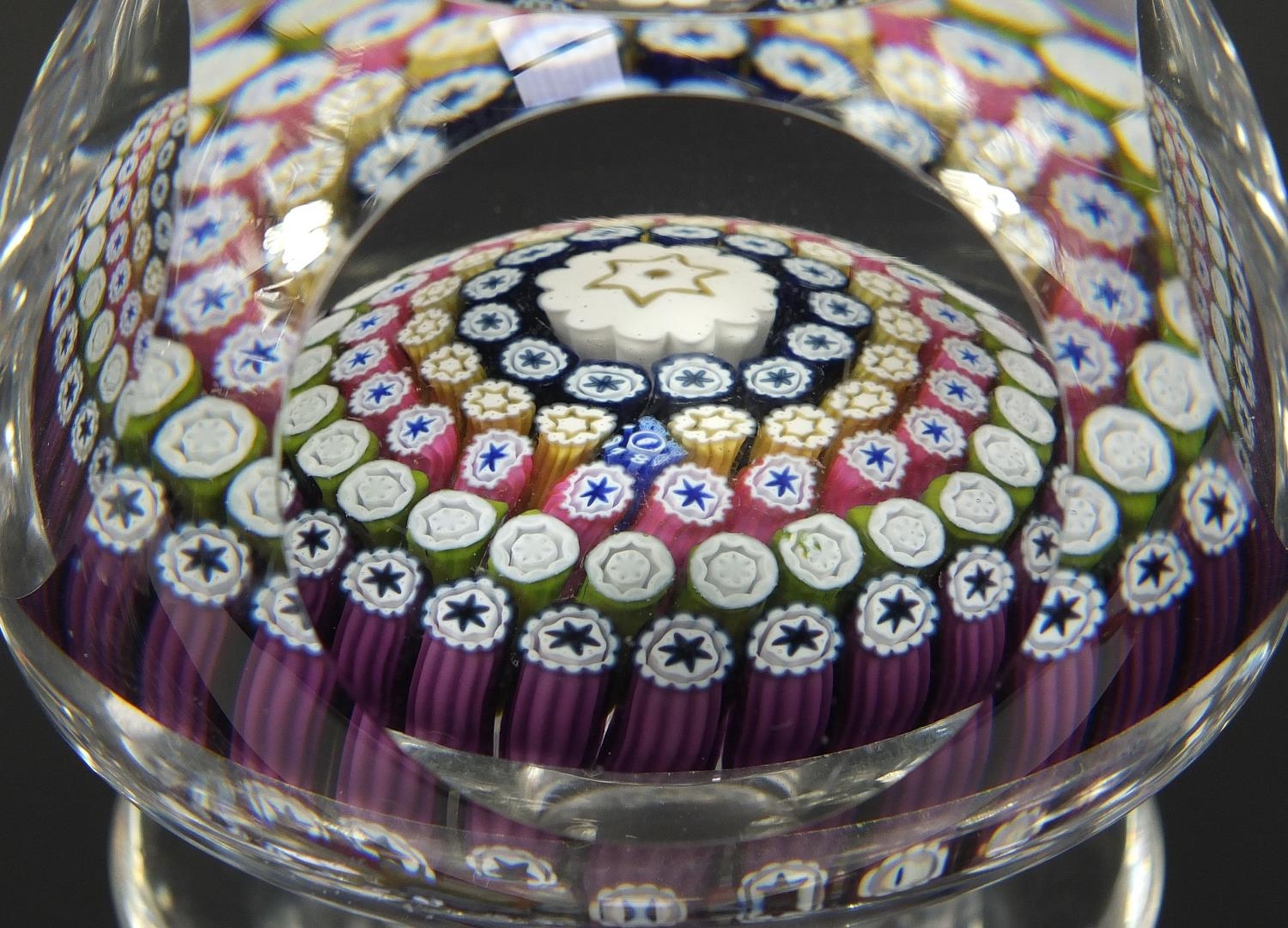 Two Whitefriars cut glass decanters with millefiori paperweight design stoppers, each with date - Image 5 of 6