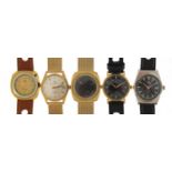 Five vintage and later gentlemen's wristwatches comprising Zodiac Professional, Tressa Automatic,