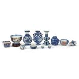 Chinese and Japanese porcelain including archaic style vase and bowl on hardwood stand, the