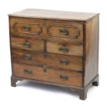 19th Century mahogany secretaire chest with fitted interior and brass handles embossed with a farmer