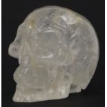 Carved rock crystal human skull, 9.5cm in length : For Further Condition Reports Please Visit Our