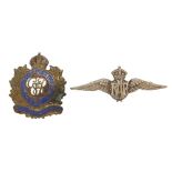 Military interest silver RAF brooch and a Royal Canadian Engineers enamel brooch, the largest 4.