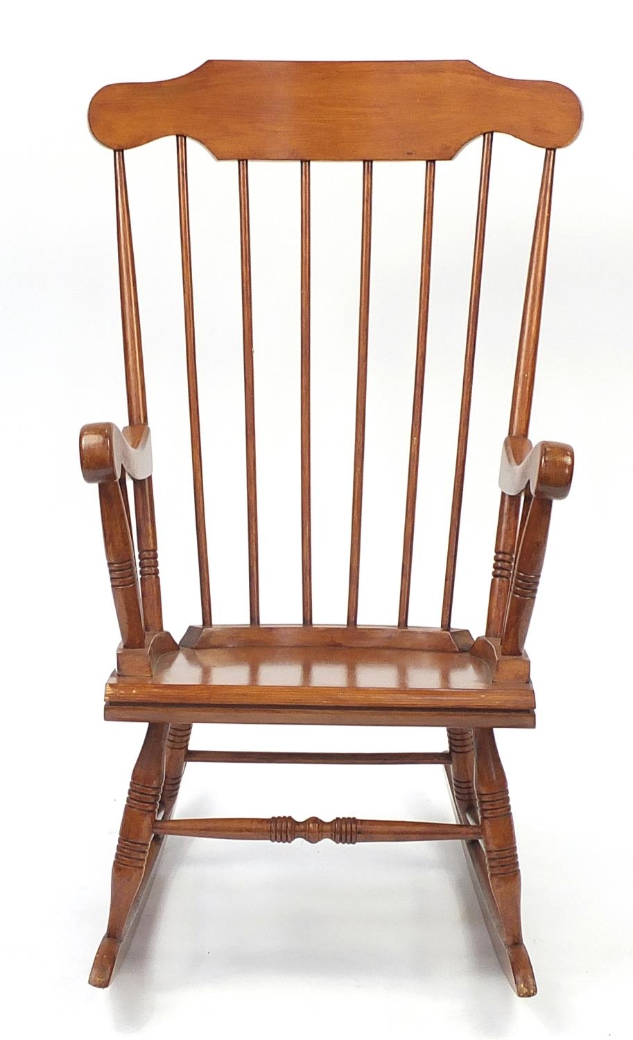Painted lightwood stickback rocking chair, 103cm high : For Further Condition Reports Please Visit - Image 2 of 5
