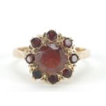 9ct gold garnet cluster ring, size L, 3.0g : For Further Condition Reports Please Visit Our