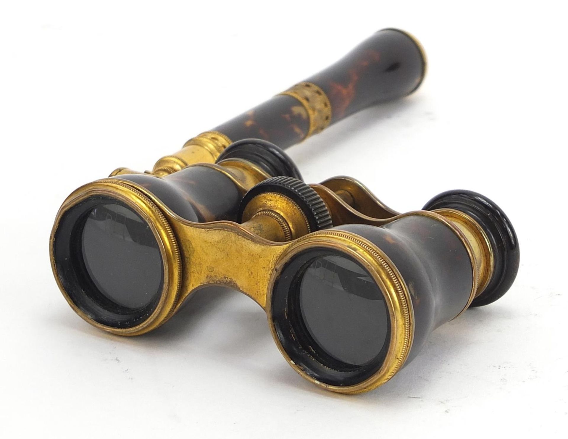 Pair of Victorian faux tortoiseshell opera glasses with side arm : For Further Condition Reports