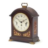 Comitti & Sons of London mahogany Westminster chiming bracket clock with Roman and Arabic