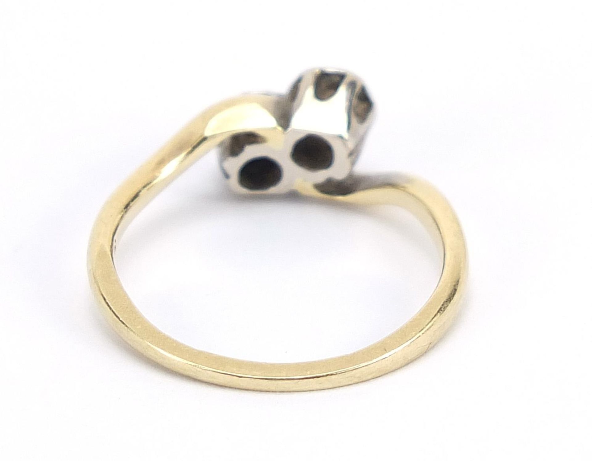 18ct gold and platinum diamond crossover ring, size K, 2.5g : For Further Condition Reports Please - Image 3 of 8
