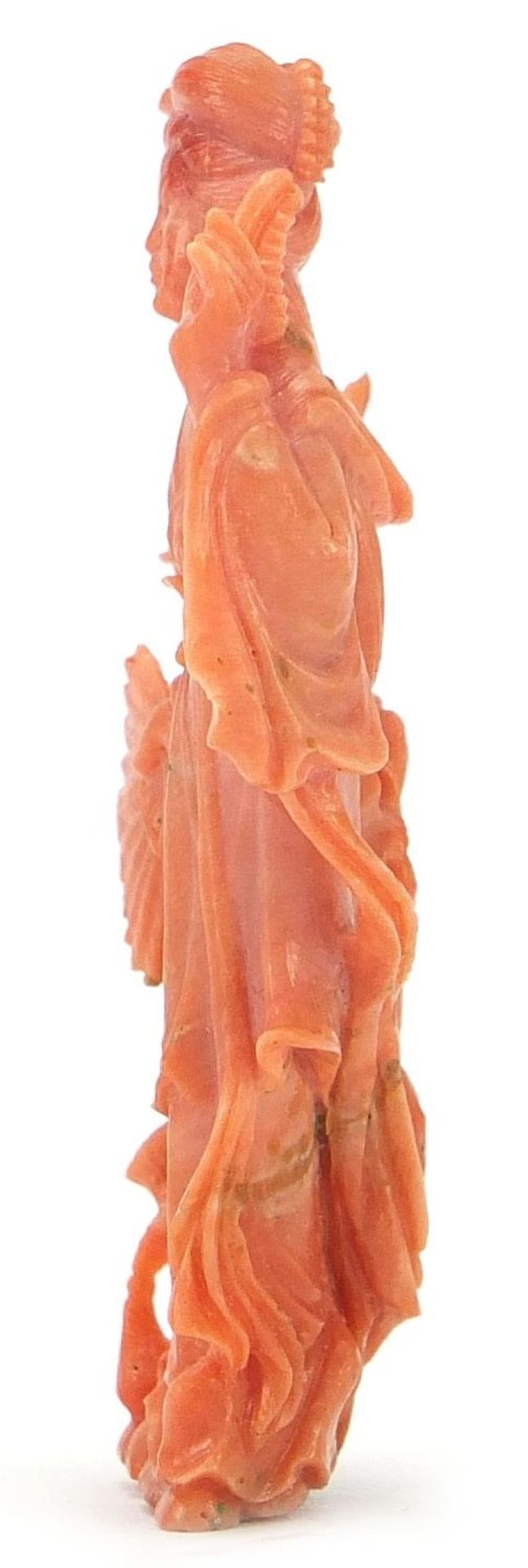 Chinese coral carving of Guanyin, 7cm high : For Further Condition Reports Please Visit Our - Image 2 of 5