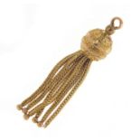 Victorian design gold coloured metal tassel pendant, 4cm high, 3.0g : For Further Condition