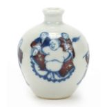 Chinese blue and white with iron red porcelain vase hand painted with figures, six figure
