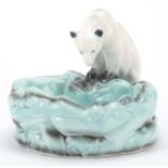 Ditmar Ur Bach, Czechoslovakian Art Deco pottery polar bear, 22.5cm in length : For Further