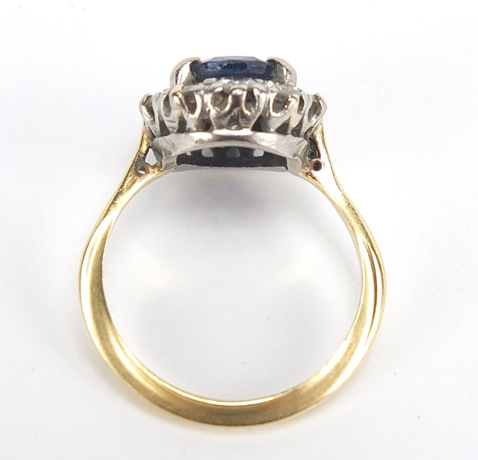 18ct gold sapphire and diamond ring, the sapphire approximately 8.5mm x 6.8mm, the diamonds - Image 4 of 5
