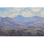 Mountainous landscape, Impressionist oil on board, Indistinctly signed, possibly E C Moore, E