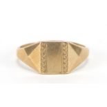 9ct gold signet ring, size O, 2.7g : For Further Condition Reports Please Visit Our Website -