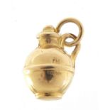 9ct gold Jersey cream can charm, 1.5cm high, 1.0g : For Further Condition Reports Please Visit Our