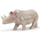 Large marble carving of a rhinoceros, 52cm in length : For Further Condition Reports Please Visit