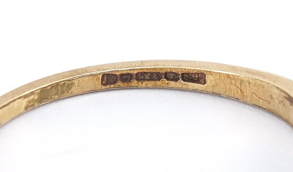 9ct gold diamond and sapphire half eternity ring, size N, 1.6g : For Further Condition Reports - Image 5 of 7