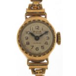 Avia, ladies 9ct gold manual wind wristwatch with gold coloured strap, 15mm in diameter : For