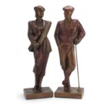 Hand painted plaster figures of golfers, the largest 42cm high : For Further Condition Reports