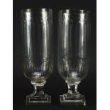 Pair of Georgian design cut glass celery vases, 34cm high : For Further Condition Reports Please