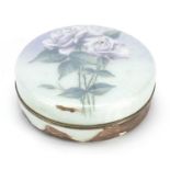 Continental circular sterling silver and guilloche enamel pot and cover with gilt interior, 8.4cm in