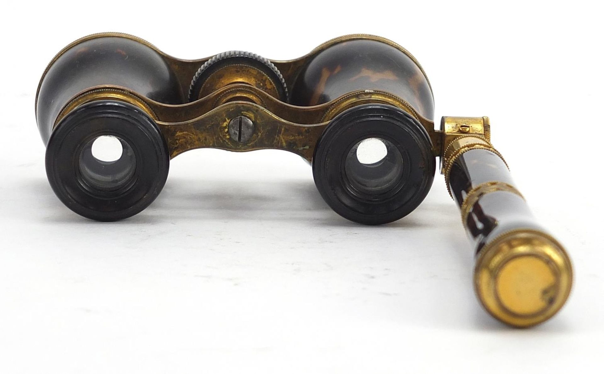 Pair of Victorian faux tortoiseshell opera glasses with side arm : For Further Condition Reports - Image 8 of 12