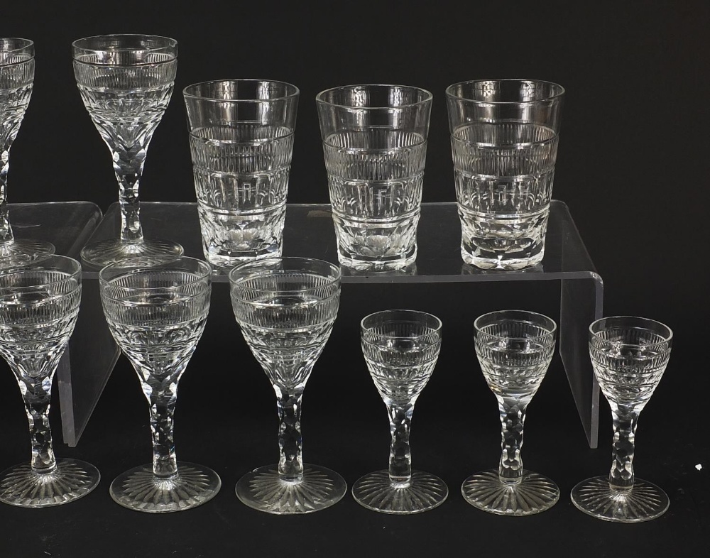 Edwardian cut glasses including two sets of six and a set of seven, the largest each 12.5cm high : - Image 3 of 3