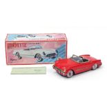 Vintage Japanese tinplate Corvette convertible vehicle with box, the car 24.5cm in length : For