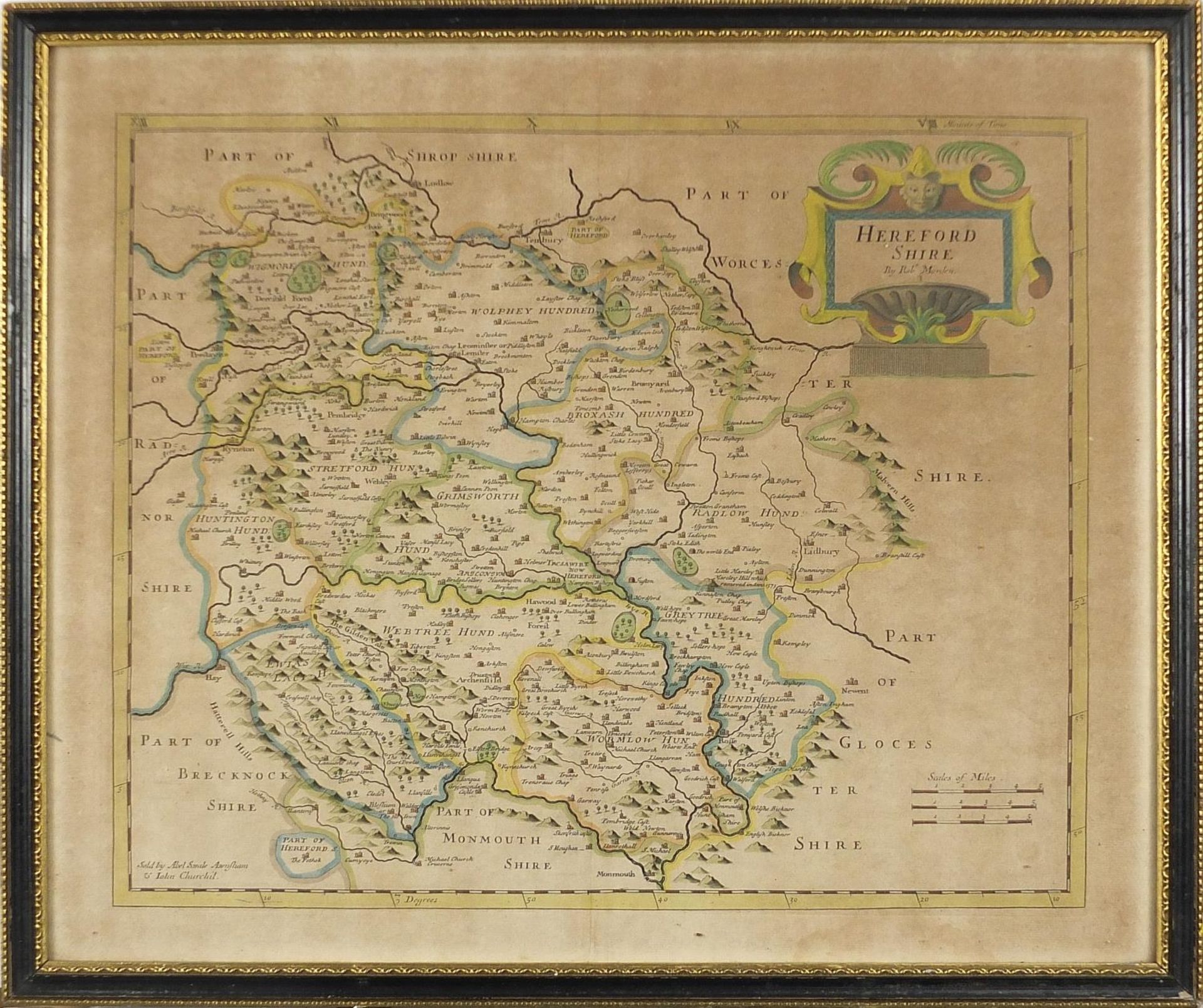 Three 18th century hand coloured maps by Robert Morden comprising Herefordshire, Somersetshire and - Image 5 of 24