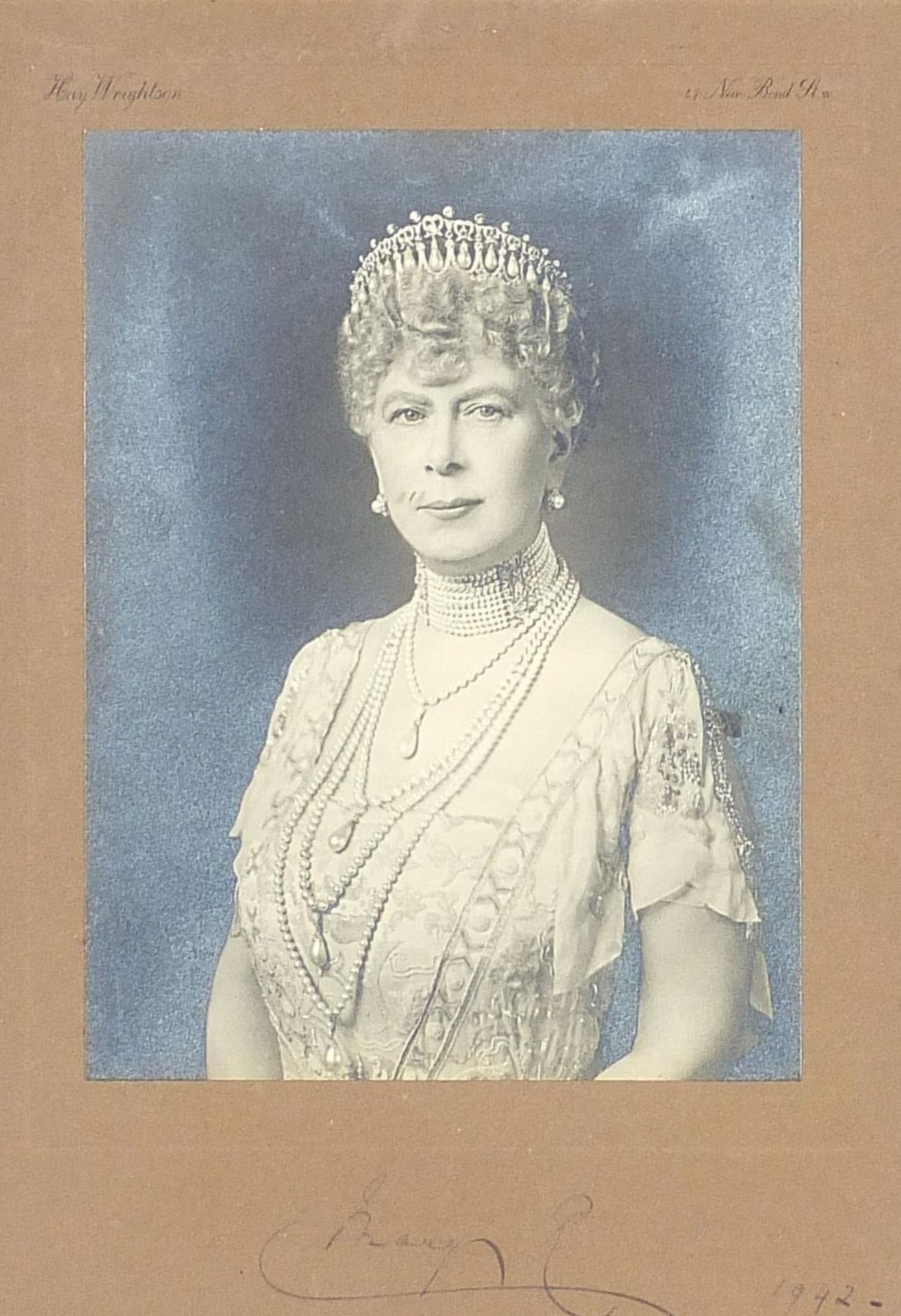 Mid 20th century signed photo of Mary of Teck, dated 1942, details verso, mounted, framed and - Image 2 of 14