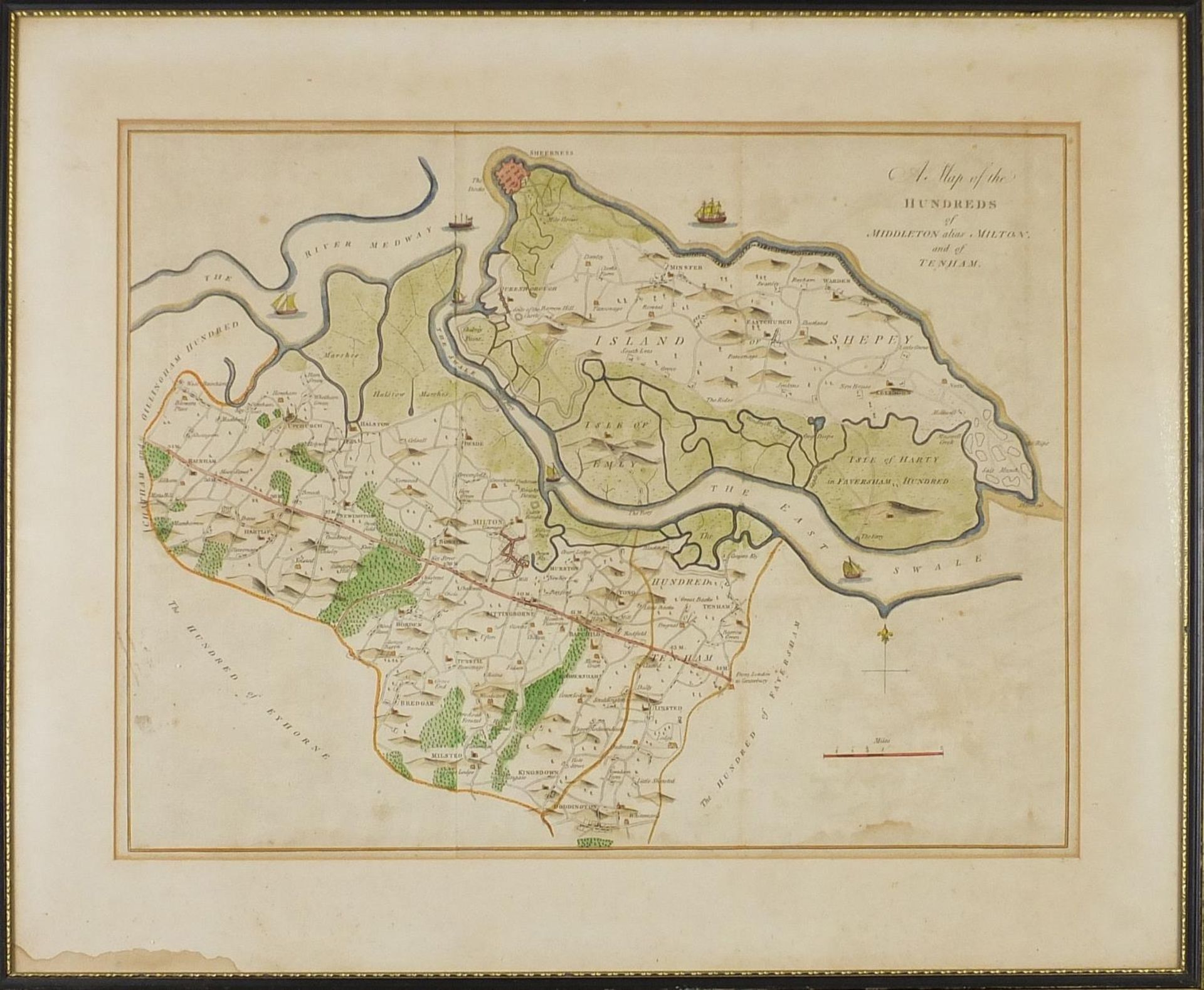 Three antique hand coloured maps comprising a map of the Hundred of Middleton alias Milton and of - Image 18 of 24