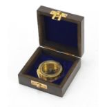 Naval interest compass housed in a fitted hardwood case, 8.5cm wide : For Further Condition