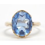 9ct gold blue stone ring, size I, 3.2g : For Further Condition Reports Please Visit Our Website -