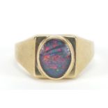 9ct gold cabochon opal ring, size W, 6.2g : For Further Condition Reports Please Visit Our Website -