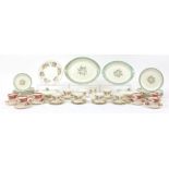 Dinner and teaware comprising Coalport Montrose Pink cups and saucers, Wedgwood Lichfield and
